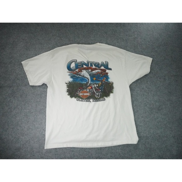 Harley Davidson Shirt Mens XL White Central Olathe Kansas White Pocket Crew Neck - Picture 9 of 14